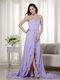 Designer Lavender Prom Dress With Detachable High Low Skirt