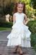 Cheap V-Neck Ball Gown Bubble Lace White Taffeta Flower Girl Dress