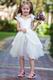 Unique V-Neck Bow Straps Ivory Organza Flower Girl Dresses Under $100