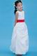 Wholesale Scoop Red Flower Belt White Taffeta Flower Girl Dresses