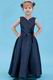 Navy Blue V-Neck Rosette A-line Wedding Flower Girl Dresses