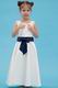 Vintage Scoop Appliques Navy Blue Belt Infant Flower Girl Dress