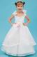 Unique Bow Straps Flowers Embellish White Organza Flower Girl Dress