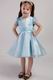 Blue A-line Scoop Knee-length Organza Bowknot Little Girl Dress