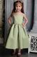 Olive Green A-line Straps Tea-length Satin Belt and Bowknot Little Girl Dress