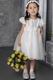 White Princess Scoop Tea-length Flower Girl Dress For Wedding Party