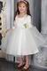 White A-line Scoop Tea-length Organza Sash Flower Girl Dress