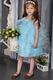 Auqa Straps Knee-length Organza Beading Flower Girl Dress