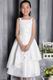 Square Neckline Tea-length Taffeta Appliques Flower Girl Dress