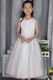 White A-line Scoop Organza Flower Girl Dress With Applique