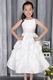 White A-line Scoop Ankle-length Taffeta Belt Flower Girl Dress