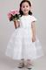 White Scoop Tea-length Lace Hand Made Flower Flower Girl Dress