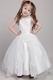 White A-line Straps Ankle-length Flower Girl Dress With Applique