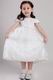 White A-line Scoop Tea-length Flower Girl Dress With Appliques