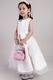 White A-line Scoop Organza Little Girl Dress With Handmade Flower