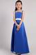 Royal Blue A-line Straps Ankle-length Little Girl Dress With Belt