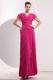 V Neck Magenta Rose Chiffon Layers Skirt Prom Dress Custom Fit