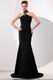 Fashionable Halter Black Chiffon Prom Dress With High Split