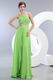 One Shoulder Spring Green Split Chiffon Skirt Prom Dress