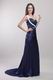 One-shoulder Inexpensive Navy Blue Prom Dress Under 150 Dollars