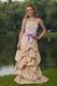Bubble Skirt Champagne Formal Prom Dress With Lilac Sash