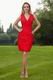 V Neckline Make Your Own Knee Length Red Short Prom Dress