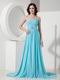 Top Designer Aqua Blue Chiffon Prom Dress In Washington