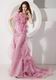 Pink Strapless Ruffled Train 2014 Formal Prom Dress Petite