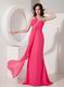 One Shoulder Hot Pink Column Skirt La Femme Prom Dresses