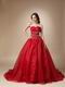 Wine Red Organza Corset Back Puffy Prom Ball Gown