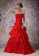 A-line Wine Red Prom Floor Length Puffy Skirt With Side Applique