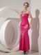 Fuchsia Mermaid Ankle-length Petite Prom Dress With Flower