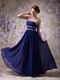 Midnight Blue Chiffon Top 2014 Spring Long A-line Prom Dress