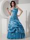 Side Beading Long Blue Strapless 2014 Prom Dress Online