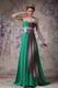 Turquoise Contrast Color Chiffon Fabric One Shoulder Prom Dress