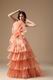 Designer Orange Cascade Skirt A-line Top Designer Prom Dress