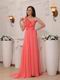 One Shoulder Watermelon Chiffon Skirt New Prom Dress With Drapping