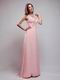 Pearl Pink Chiffon A Evening Dress With One Shoulder Skirt