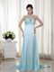 Light Blue Criss Cros Back Halter Prom Dress 2014 Styles