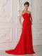 Designer Prom Dress With Sweetheart Red Split Chiffon Skirt