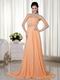 Strapless Sleeveless Apricot Orange Chiffon Celebrity Dress