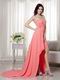 Watermelon Low Front High Back Prom Dress Chiffon Fabric