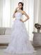 White Stapless Ruffled Skirt White Organza Prom Dress With Beads