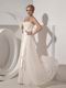 Cream Chiffon Strapless Floor Length Ready To Prom Wear