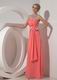 Watermelon Chiffon 2014 Prom Dress With Beading Emberllish