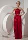 Wine Red Column Strapless Floor-length Prom Dress For 2014