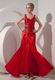 Elegant Spaghetti Straps Dark Red Cache Amazing Prom Dress