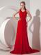 2014 New Arrival Side Zipper Wine Red Chiffon Prom Dress