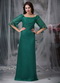 Dark Green Mother of the Bride Dress With Lace Half Sleeves Modest