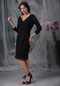 V-neck 3/4 Sleeves Black Lace Mother of the Bride Dress Modest